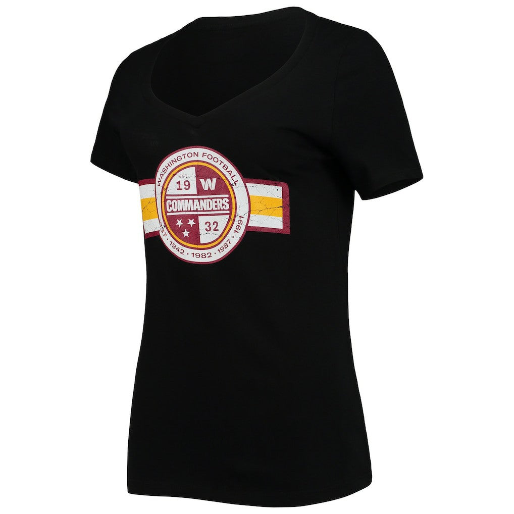 Washington Commanders New Era Women's V-Neck T-Shirt - Black on sale
