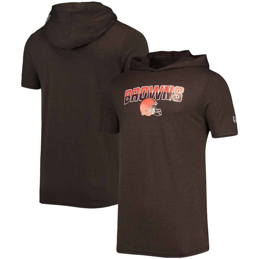 Cleveland Browns New Era Team Brushed Hoodie T-Shirt - Heathered Brown sale