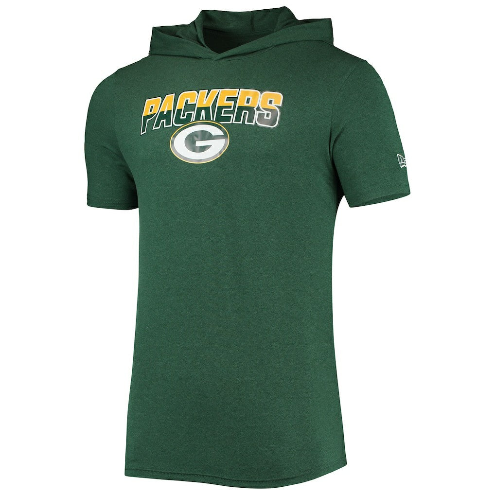 Green Bay Packers New Era Team Brushed Hoodie T-Shirt - Heathered Green for sale