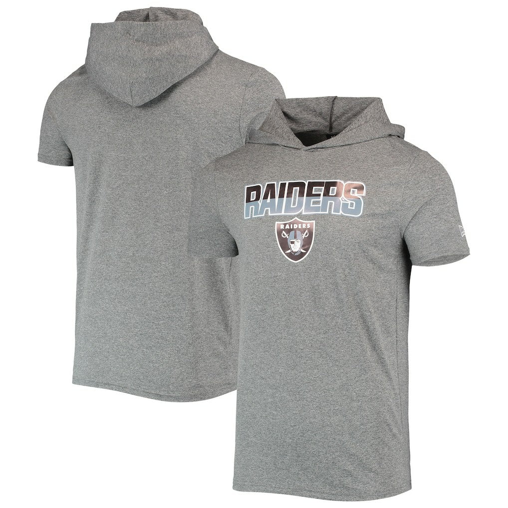 Las Vegas Raiders New Era Team Brushed Hoodie T-Shirt - Heathered Gray cheap