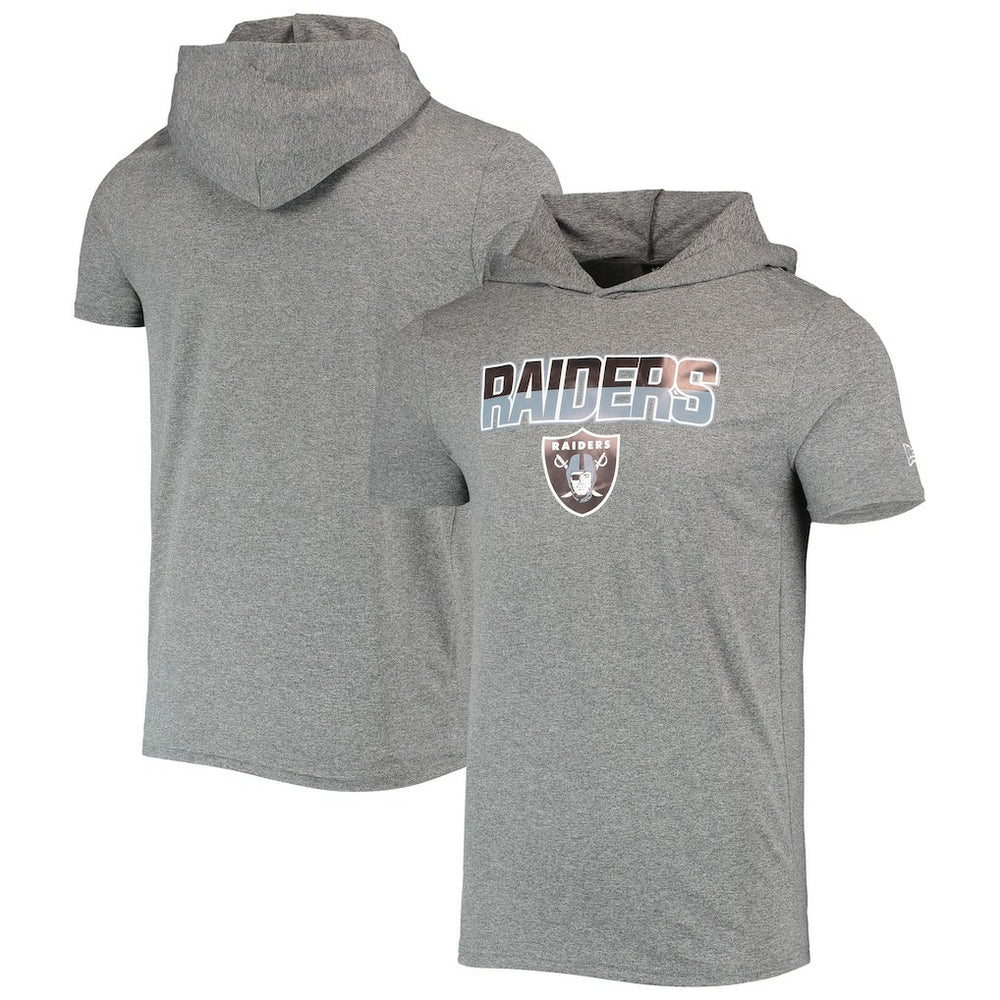 Las Vegas Raiders New Era Team Brushed Hoodie T-Shirt - Heathered Gray cheap