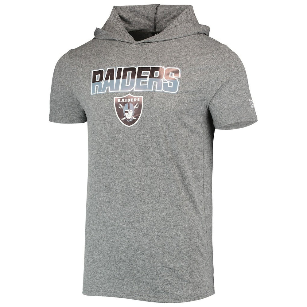 Las Vegas Raiders New Era Team Brushed Hoodie T-Shirt - Heathered Gray cheap