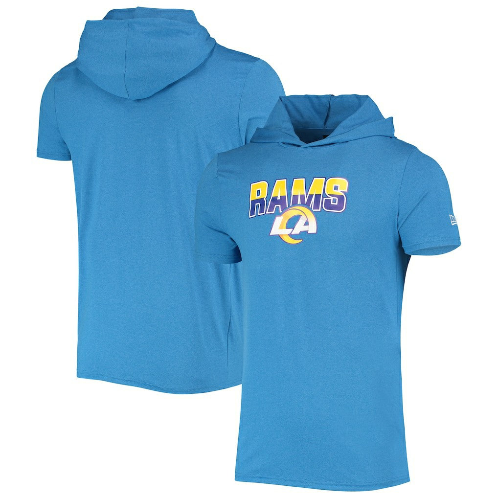 Los Angeles Rams New Era Team Brushed Hoodie T-Shirt - Heathered Blue outlet