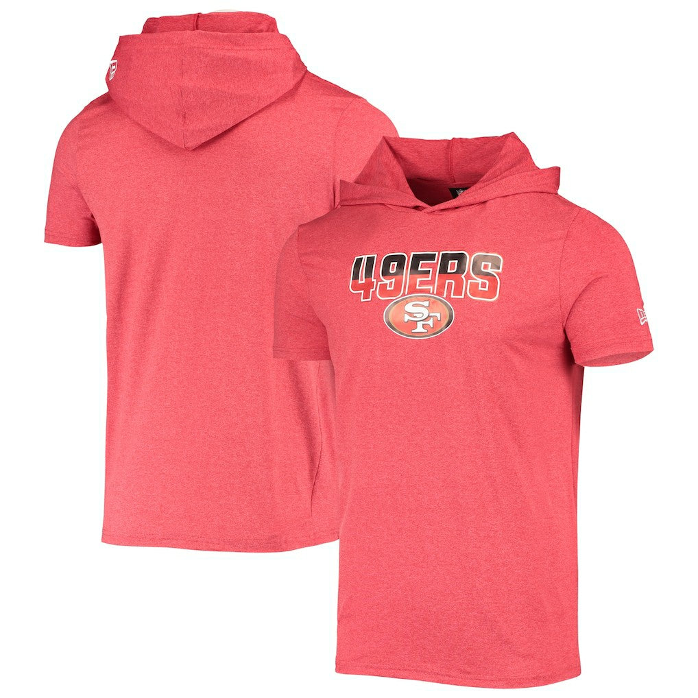 San Francisco 49ers New Era Team Brushed Hoodie T-Shirt - Heathered Red discount