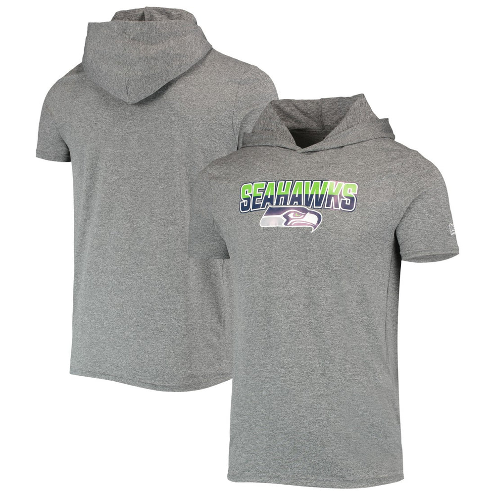 Seattle Seahawks New Era Team Brushed Hoodie T-Shirt - Heathered Gray sale