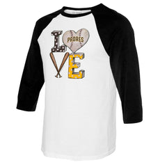 San Diego Padres Tiny Turnip Women's Baseball Love Raglan 3/4-Sleeve T-Shirt - White/Black
