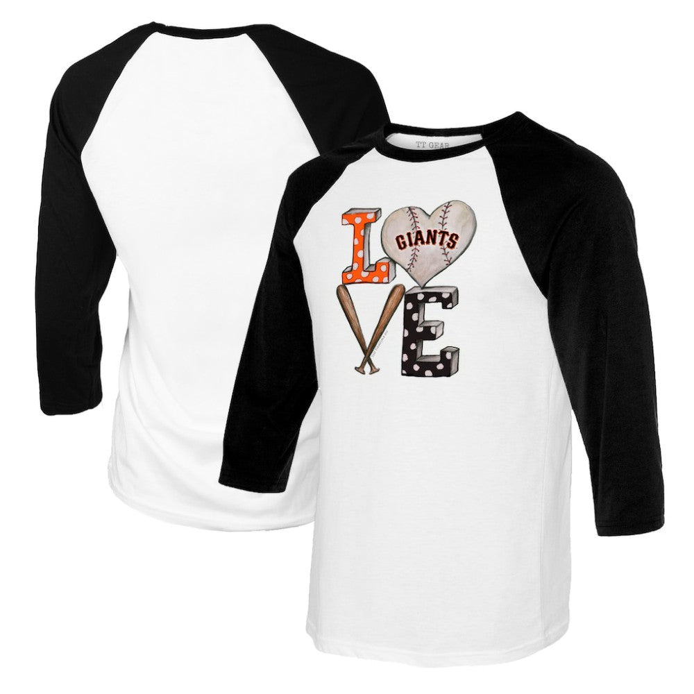 San Francisco Giants Tiny Turnip Women's Baseball Love Raglan 3/4-Sleeve T-Shirt - White/Black