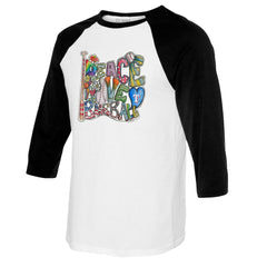 Texas Rangers Tiny Turnip Women's Peace Love Baseball 3/4-Sleeve Raglan T-Shirt - White/Black