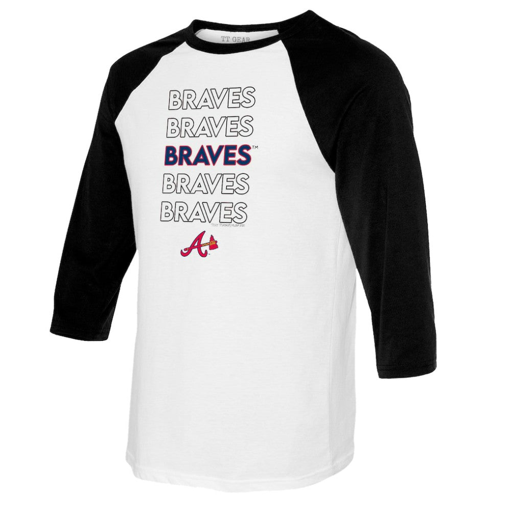 Atlanta Braves Tiny Turnip Women's Stacked 3/4-Sleeve Raglan T-Shirt - White/Black