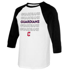 Cleveland Guardians Tiny Turnip Women's Stacked 3/4-Sleeve Raglan T-Shirt - White/Black