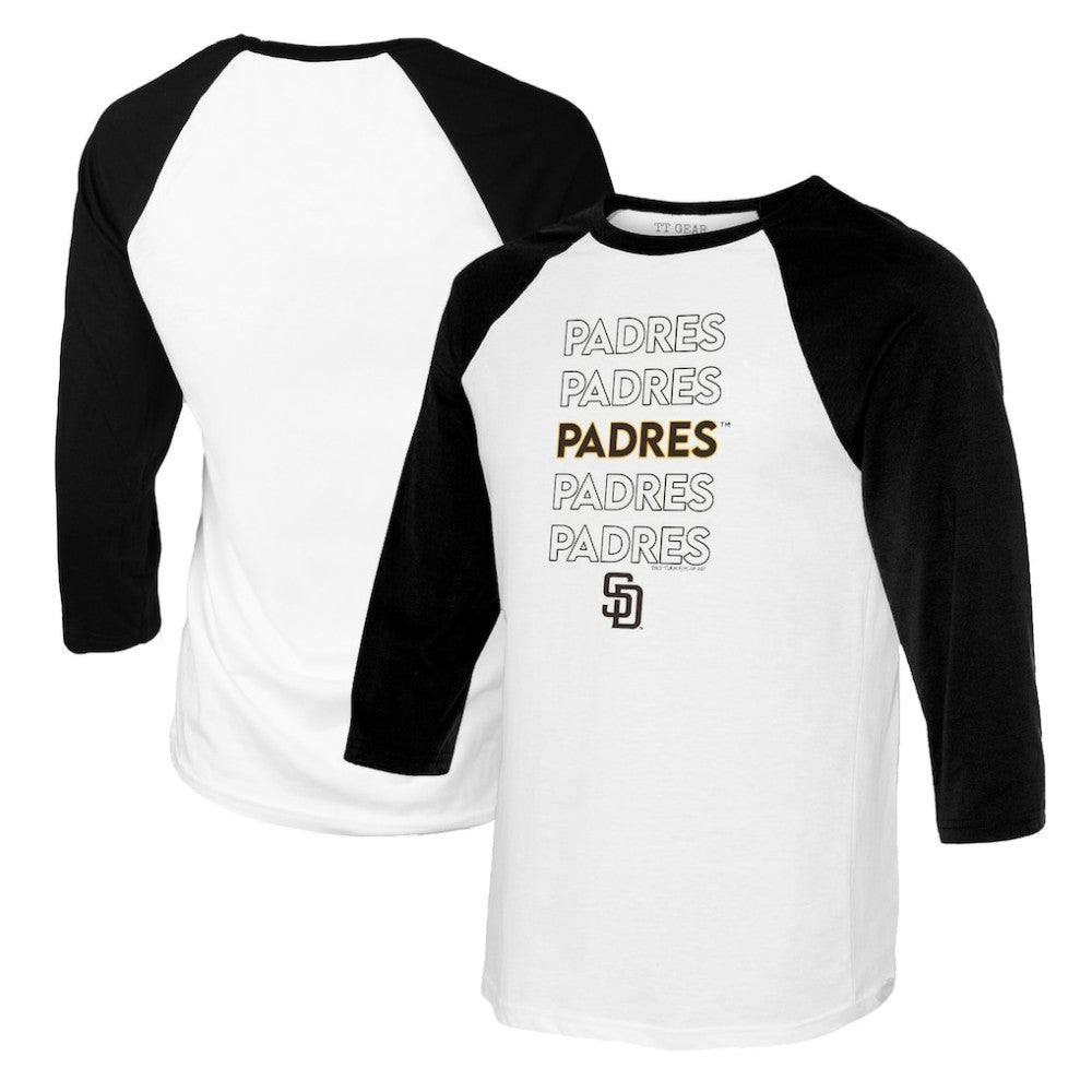 San Diego Padres Tiny Turnip Women's Stacked 3/4-Sleeve Raglan T-Shirt - White/Black