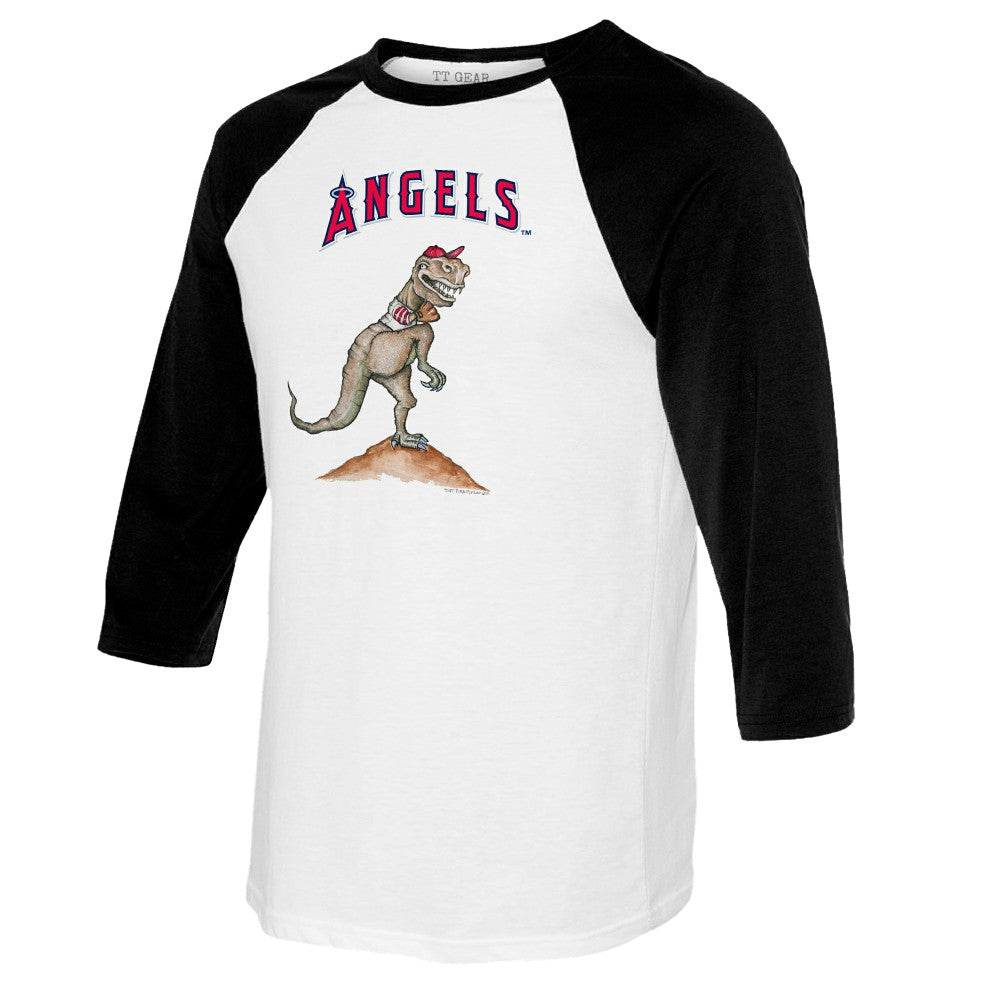 Los Angeles Angels Tiny Turnip Youth TT Rex Raglan 3/4 Sleeve T-Shirt - White/Black