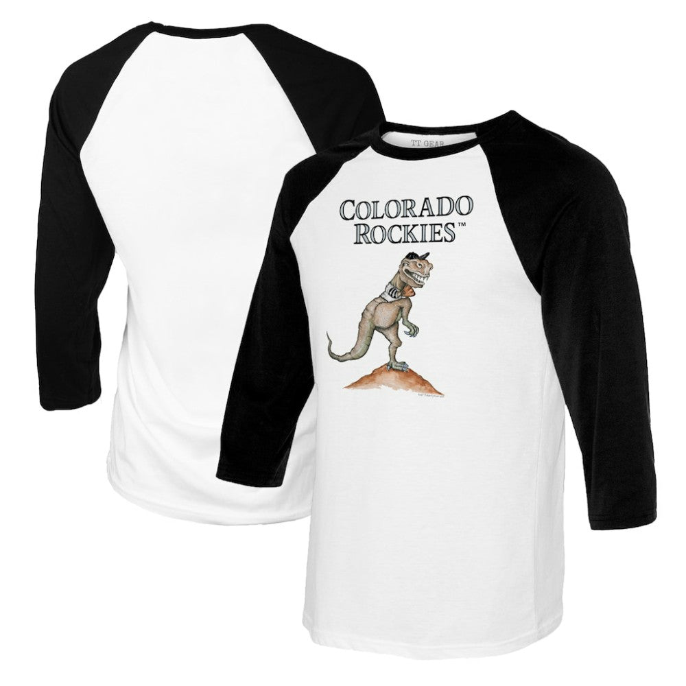 Colorado Rockies Tiny Turnip Youth TT Rex Raglan 3/4 Sleeve T-Shirt - White/Black