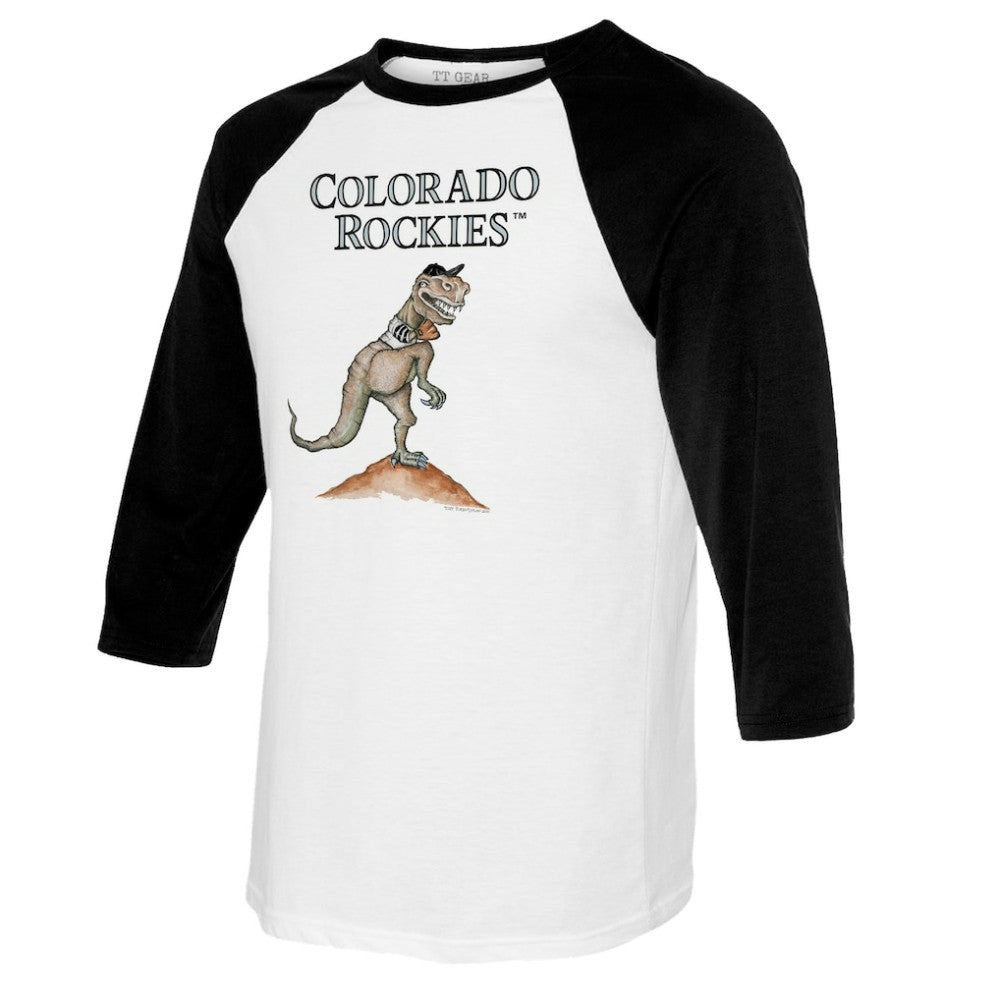 Colorado Rockies Tiny Turnip Youth TT Rex Raglan 3/4 Sleeve T-Shirt - White/Black