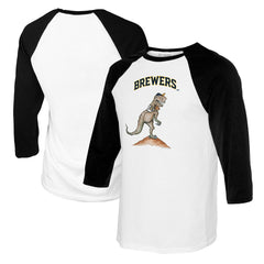 Milwaukee Brewers Tiny Turnip Youth TT Rex Raglan 3/4 Sleeve T-Shirt - White/Black