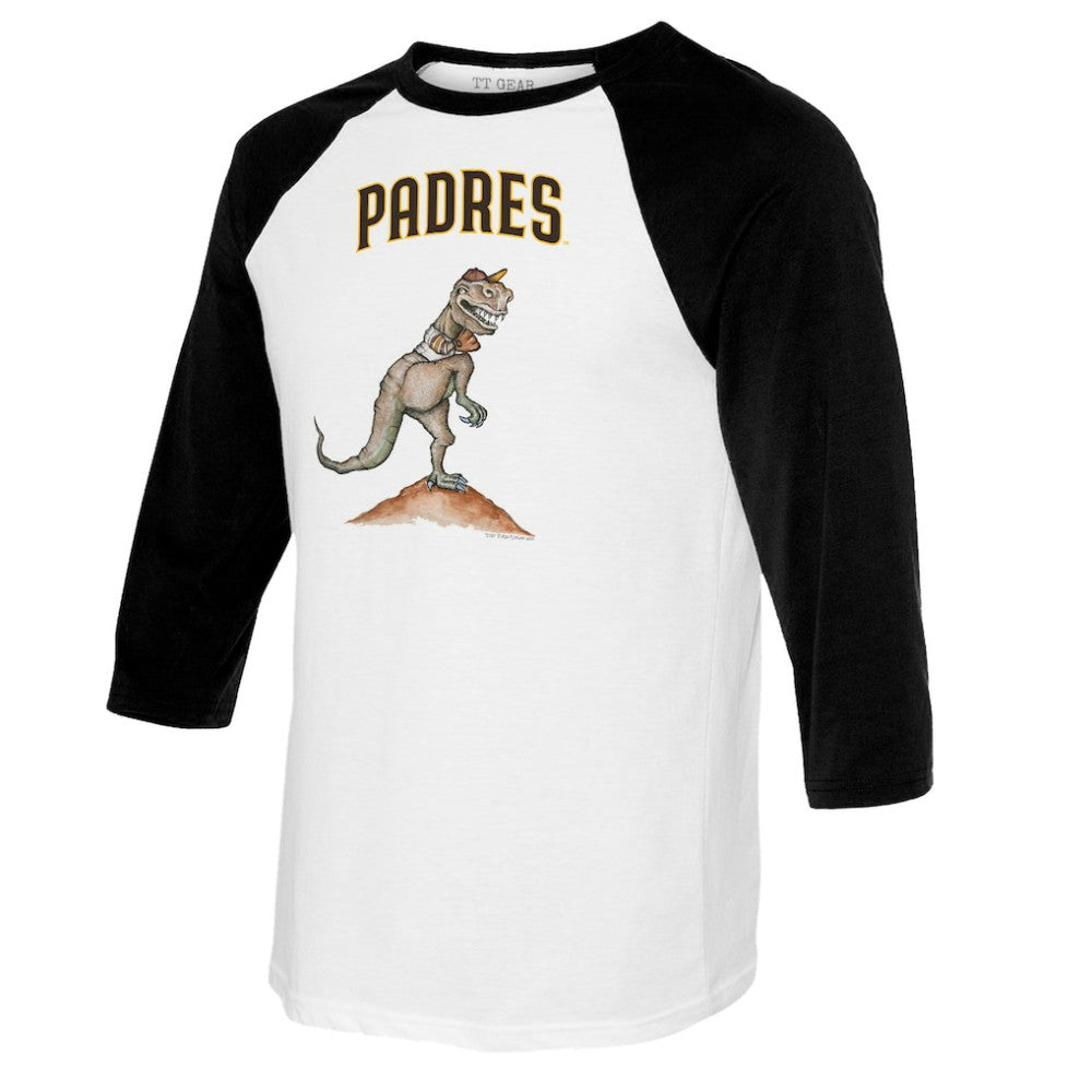 San Diego Padres Tiny Turnip Youth TT Rex Raglan 3/4 Sleeve T-Shirt - White/Black