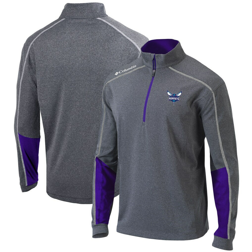 Charlotte Hornets Omni-Wick Shotgun 2.0 Quarter-Zip Pullover Top - Heathered Gray/Purple | Columbia for sale