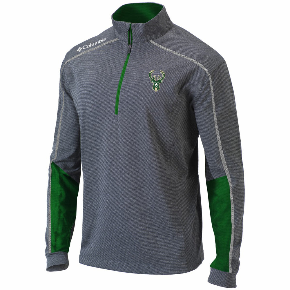 Milwaukee Bucks Omni-Wick Shotgun 2.0 Quarter-Zip Pullover Top - Heathered Gray/Green | Columbia sale