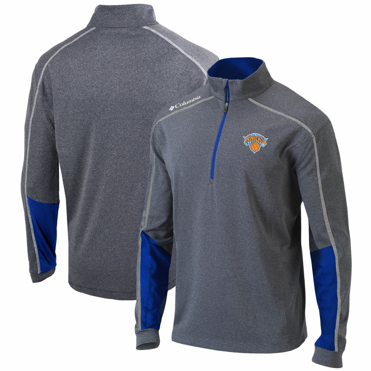 New York Knicks Omni-Wick Shotgun 2.0 Quarter-Zip Pullover Top - Heathered Gray/Blue | Columbia online