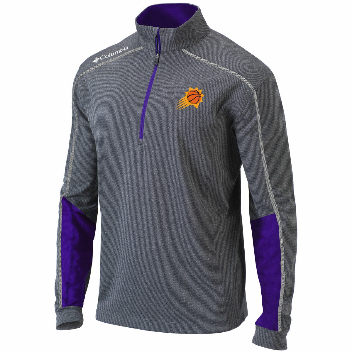Phoenix Suns Omni-Wick Shotgun 2.0 Quarter-Zip Pullover Top - Heathered Gray/Purple | Columbia for sale