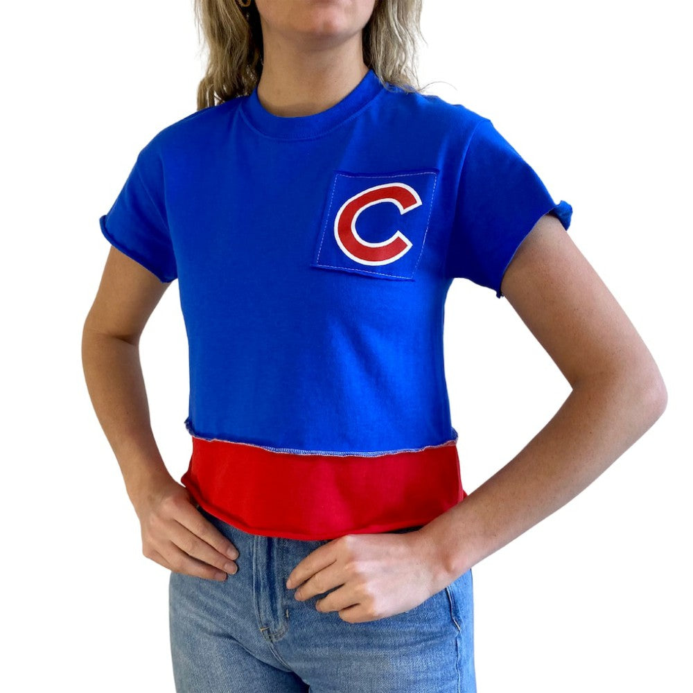 Chicago Cubs Refried Apparel Women's Cropped T-Shirt - Royal