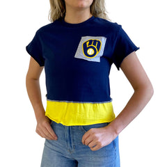 Milwaukee Brewers Refried Apparel Women's Cropped T-Shirt - Navy