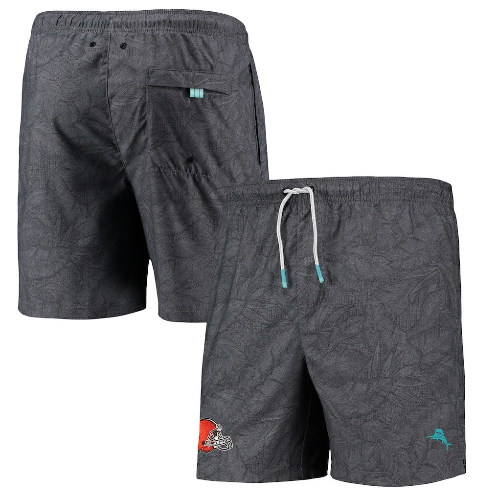 Cleveland Browns Naples Layered Leaves Swim Trunks - Black online