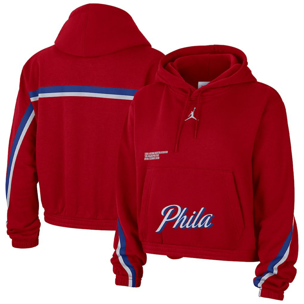 Philadelphia 76ers Jordan Brand Women's Courtside Statement Edition Pullover Hoodie - Red discount