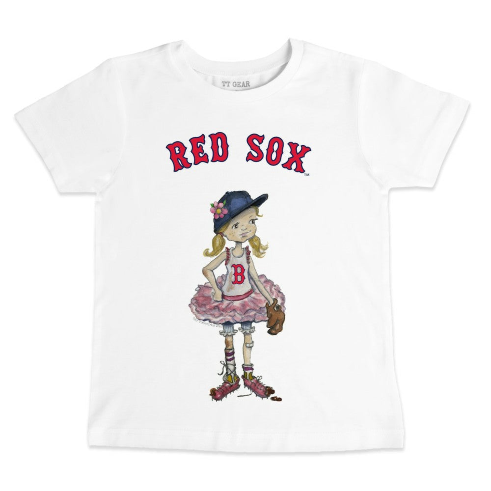 Boston Red Sox Tiny Turnip Youth Baseball Babes T-Shirt - White