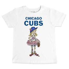 Chicago Cubs Tiny Turnip Youth Baseball Babes T-Shirt - White