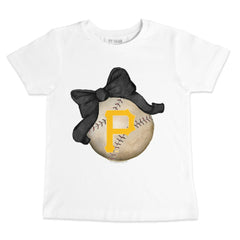 Pittsburgh Pirates Tiny Turnip Youth Baseball Bow T-Shirt - White