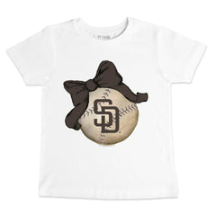 San Diego Padres Tiny Turnip Youth Baseball Bow T-Shirt - White