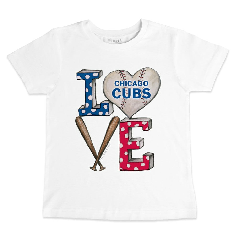 Chicago Cubs Tiny Turnip Youth Baseball Love T-Shirt - White