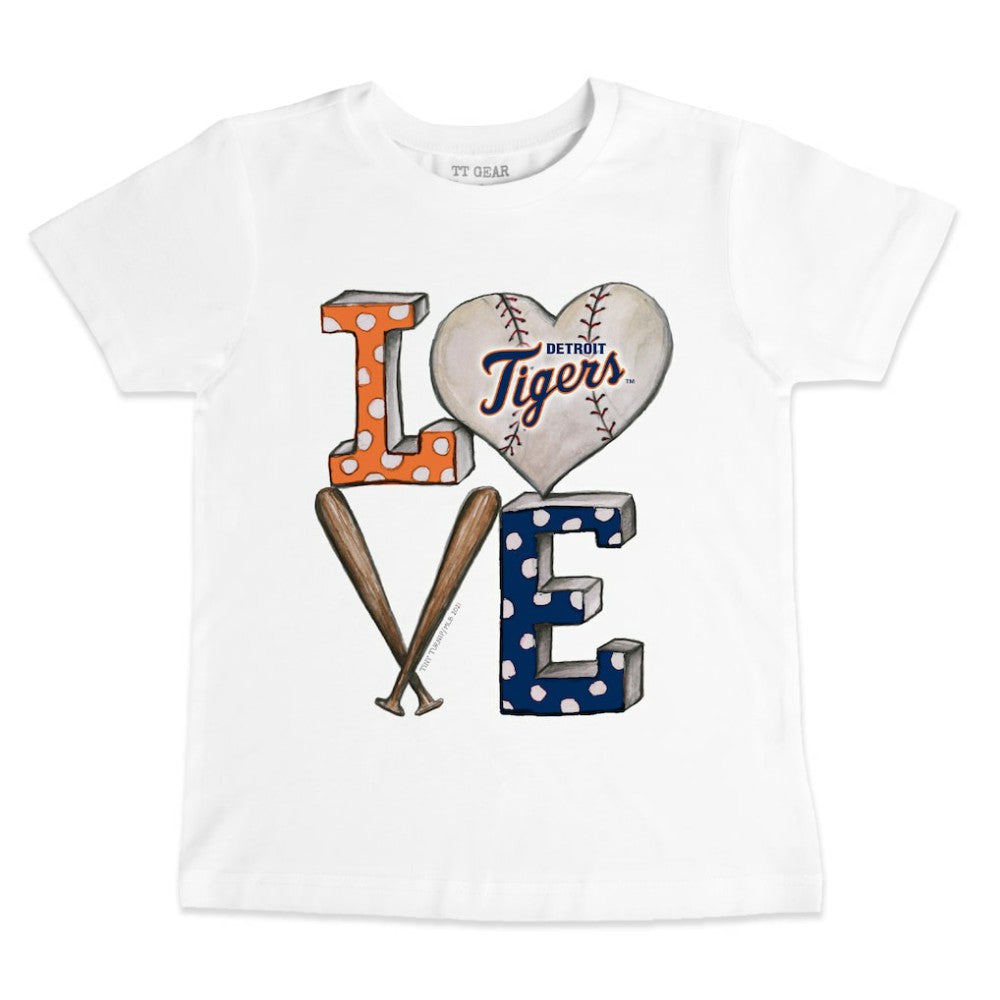 Detroit Tigers Tiny Turnip Youth Baseball Love T-Shirt - White