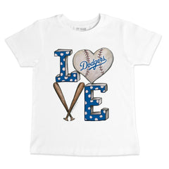 Los Angeles Dodgers Tiny Turnip Youth Baseball Love T-Shirt - White