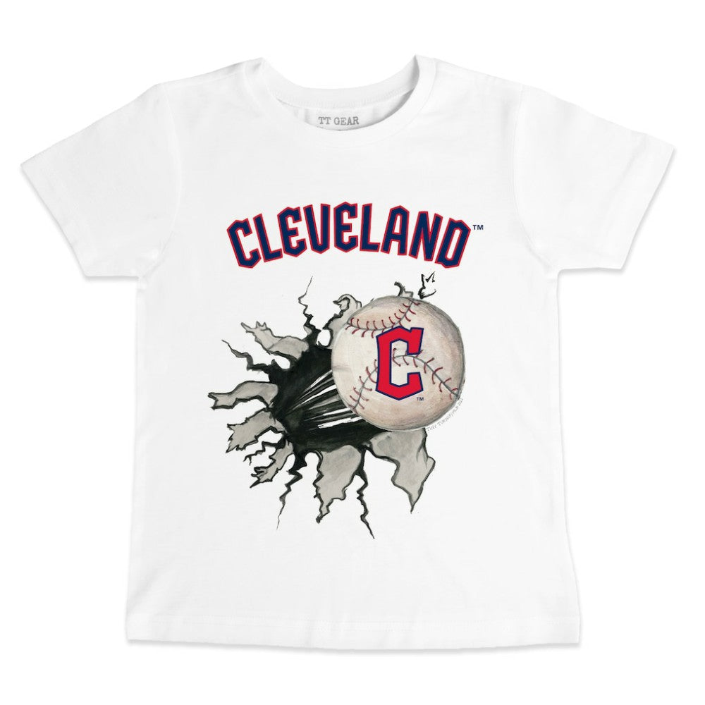 Cleveland Guardians Tiny Turnip Youth Baseball Tear T-Shirt - White