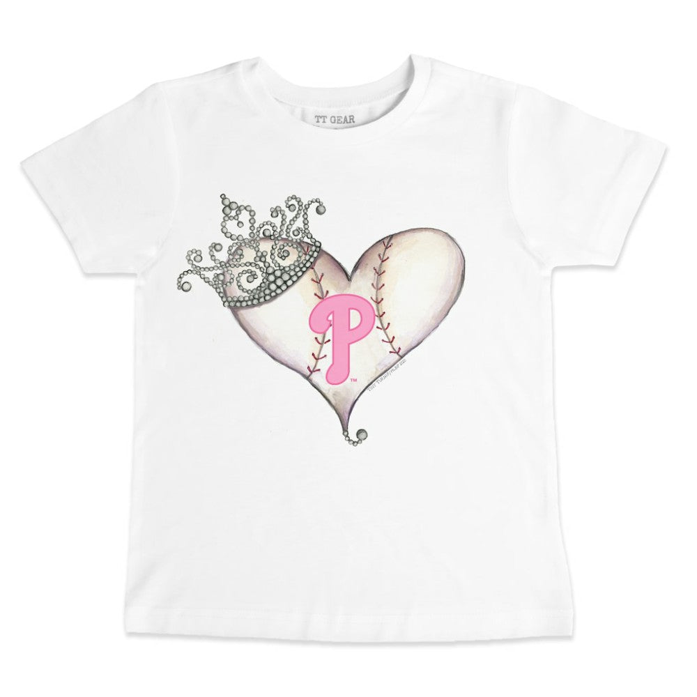Philadelphia Phillies Tiny Turnip Youth Baseball Tiara Heart T-Shirt - White