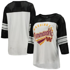 Washington Commanders G-III 4Her by Carl Banks Women's First Team 3/4-Sleeve Mesh T-Shirt - White/Black discount