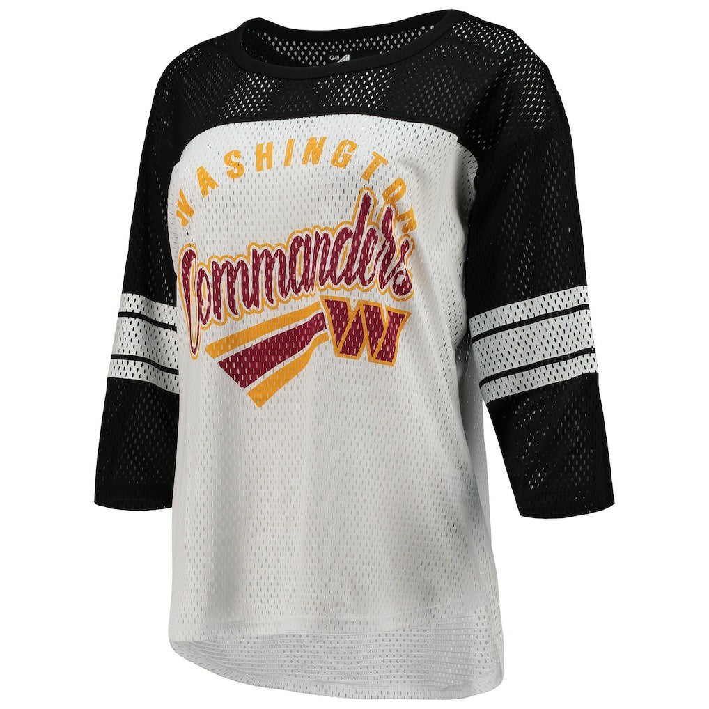 Washington Commanders G-III 4Her by Carl Banks Women's First Team 3/4-Sleeve Mesh T-Shirt - White/Black discount