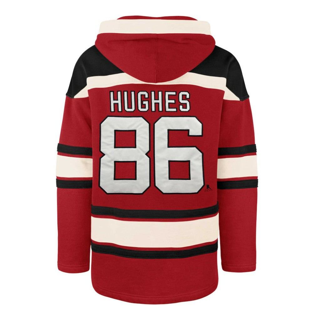 Jack Hughes New Jersey Devils '47 Player Lacer Pullover Hoodie Red