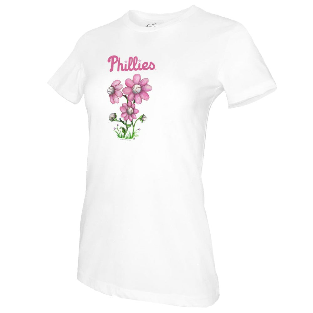 Philadelphia Phillies Tiny Turnip Women's Blooming Baseballs T-Shirt - White