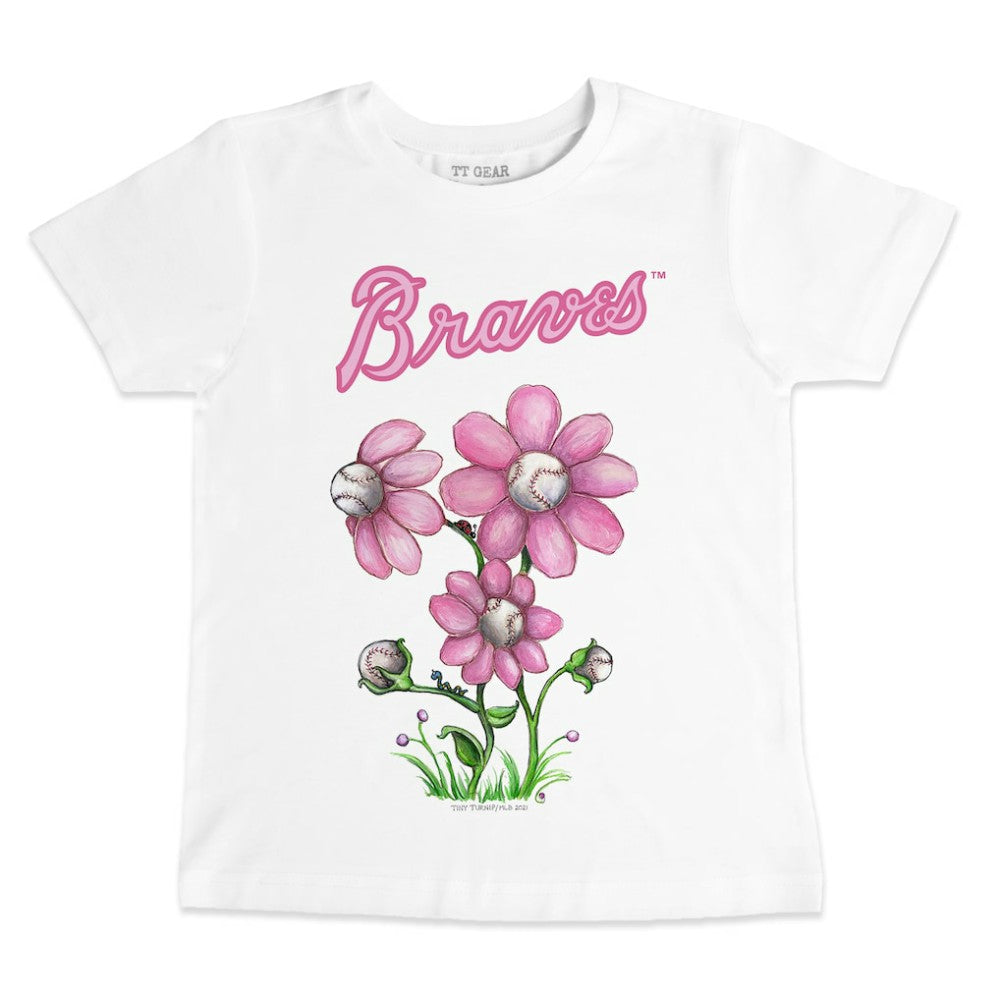 Atlanta Braves Tiny Turnip Youth Blooming Baseballs T-Shirt - White