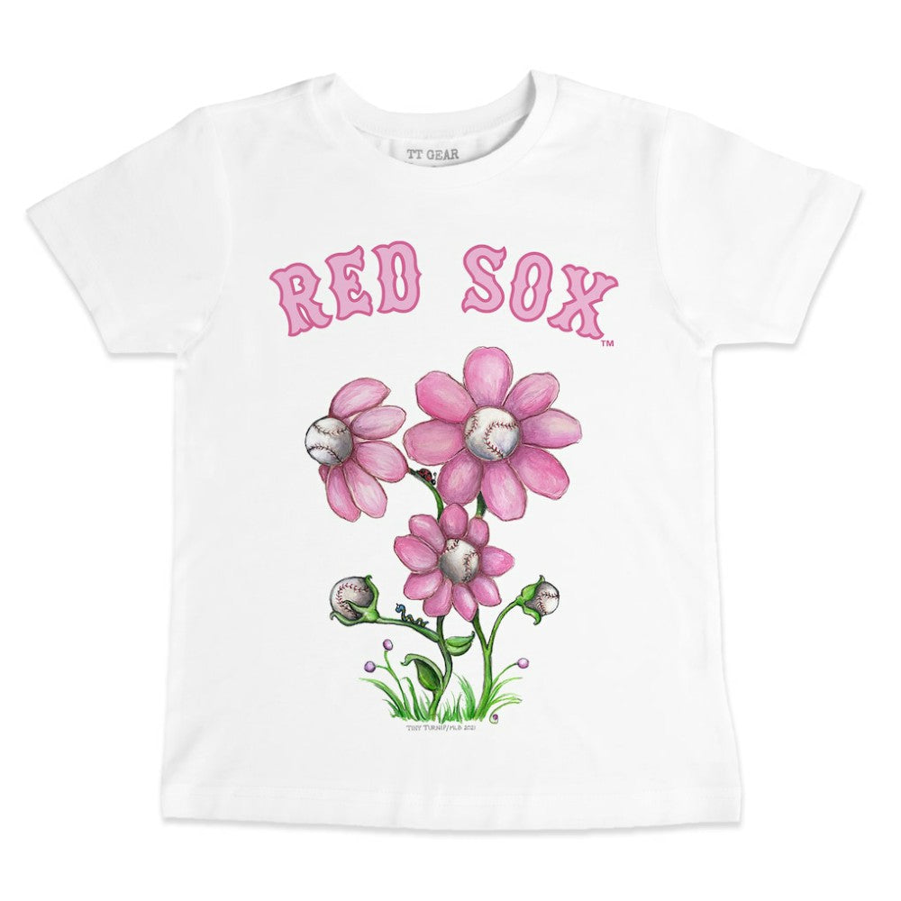 Boston Red Sox Tiny Turnip Youth Blooming Baseballs T-Shirt - White