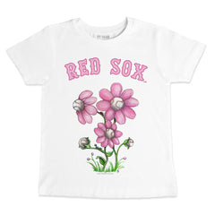 Boston Red Sox Tiny Turnip Youth Blooming Baseballs T-Shirt - White