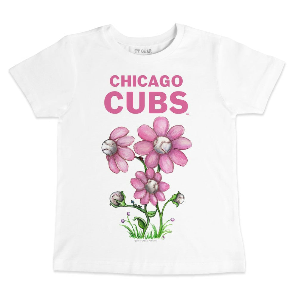 Chicago Cubs Tiny Turnip Youth Blooming Baseballs T-Shirt - White