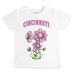 Cincinnati Reds Tiny Turnip Youth Blooming Baseballs T-Shirt - White