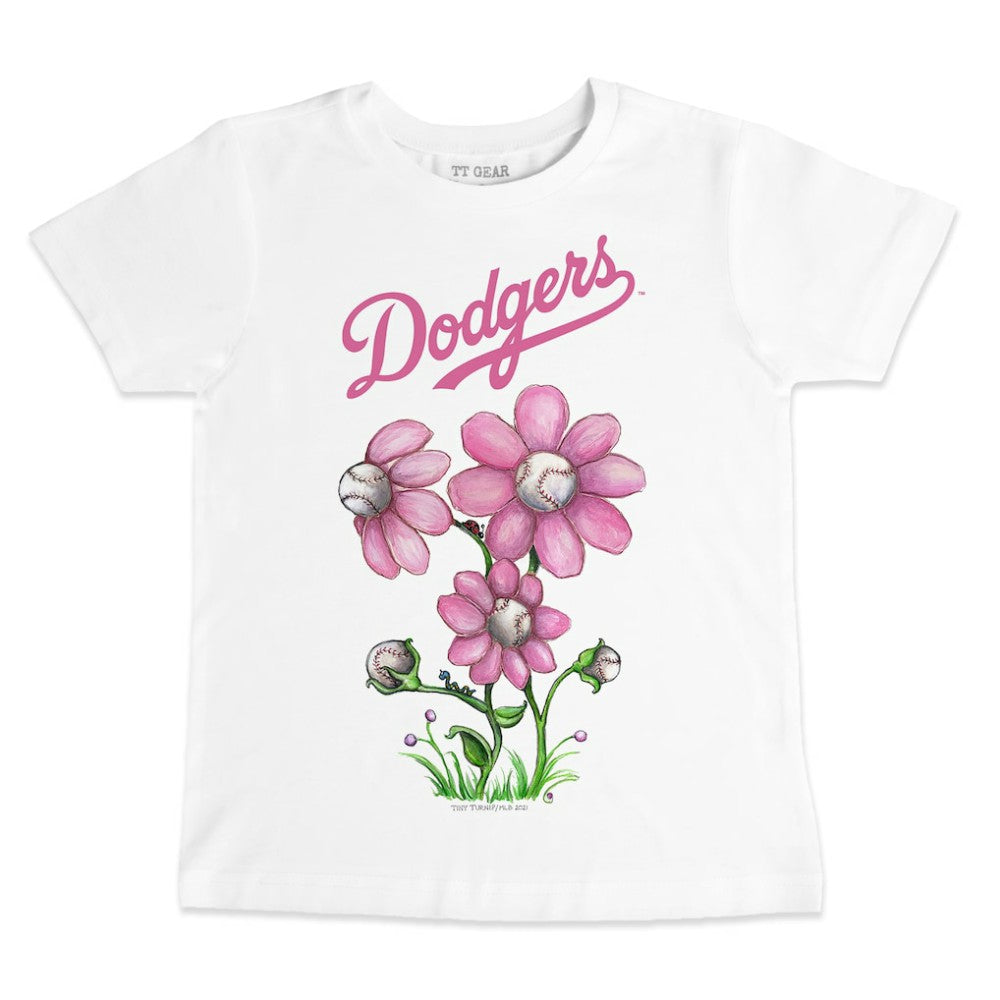 Los Angeles Dodgers Tiny Turnip Youth Blooming Baseballs T-Shirt - White