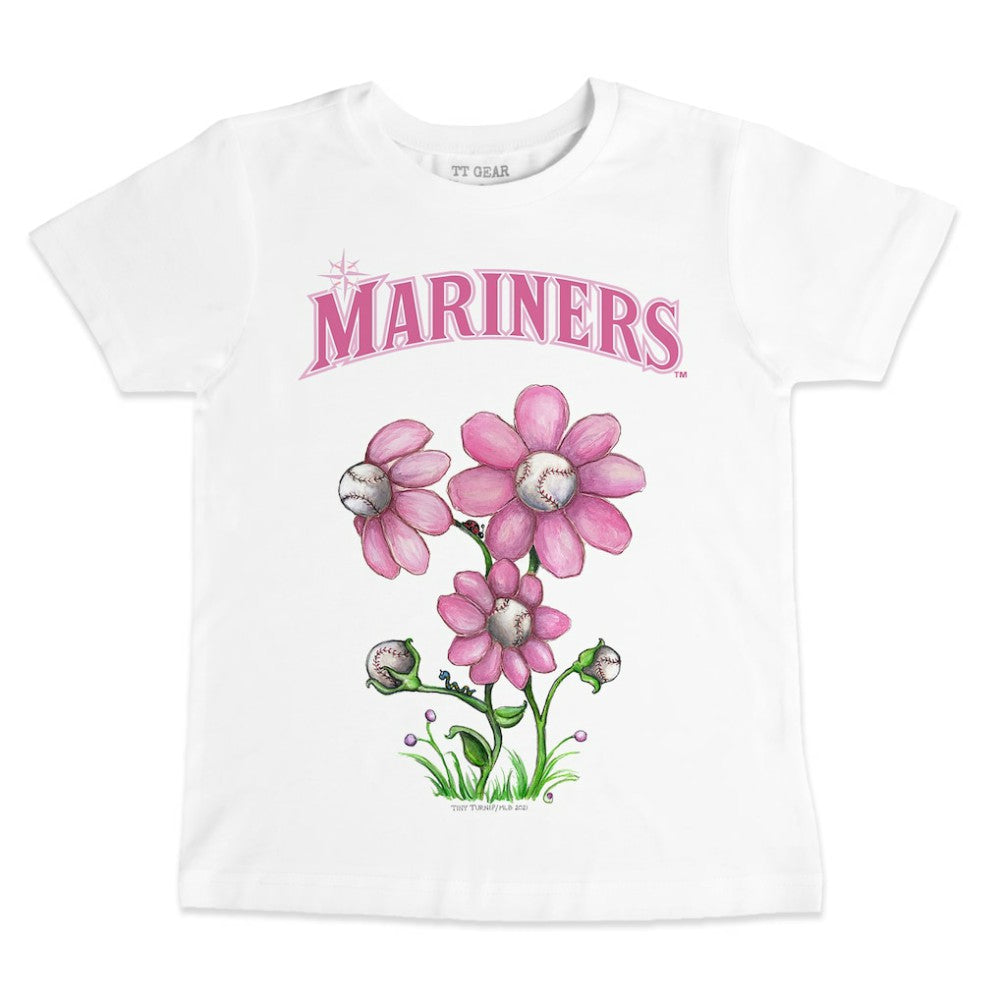 Seattle Mariners Tiny Turnip Youth Blooming Baseballs T-Shirt - White