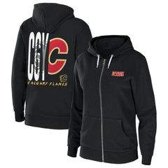 Calgary Flames WEAR by Erin Andrews Women's Sponge Fleece Full-Zip Hoodie Black