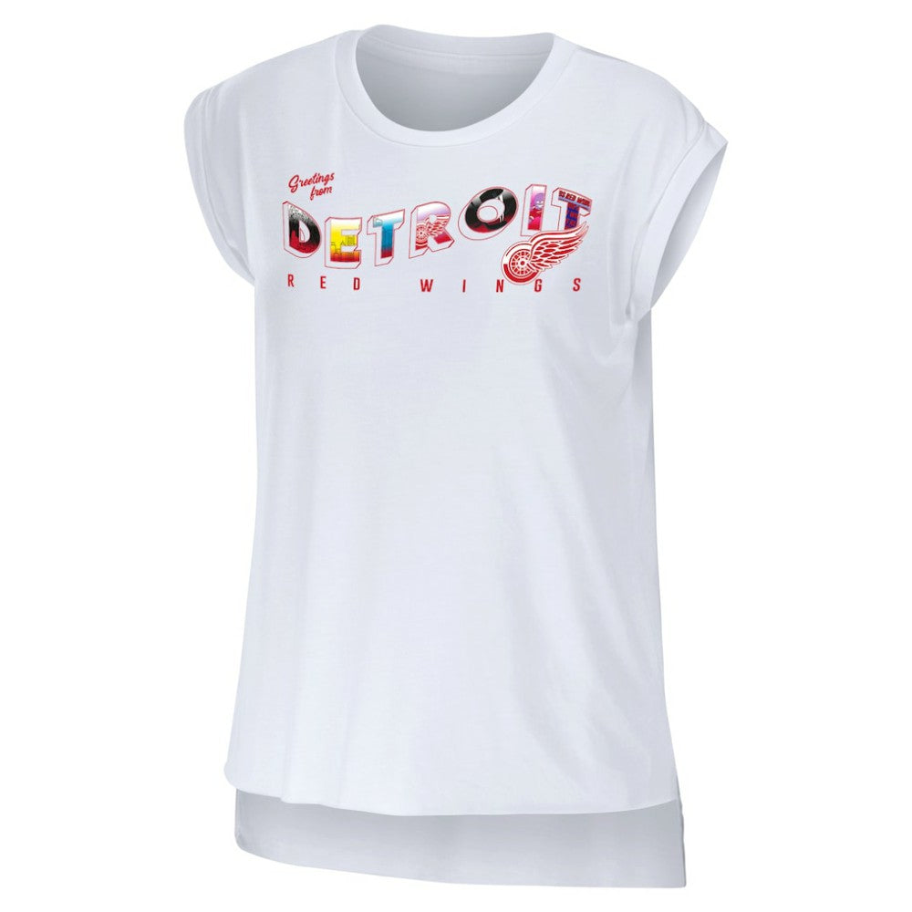 Detroit Red Wings WEAR by Erin Andrews Women's Greetings From Muscle T-Shirt White